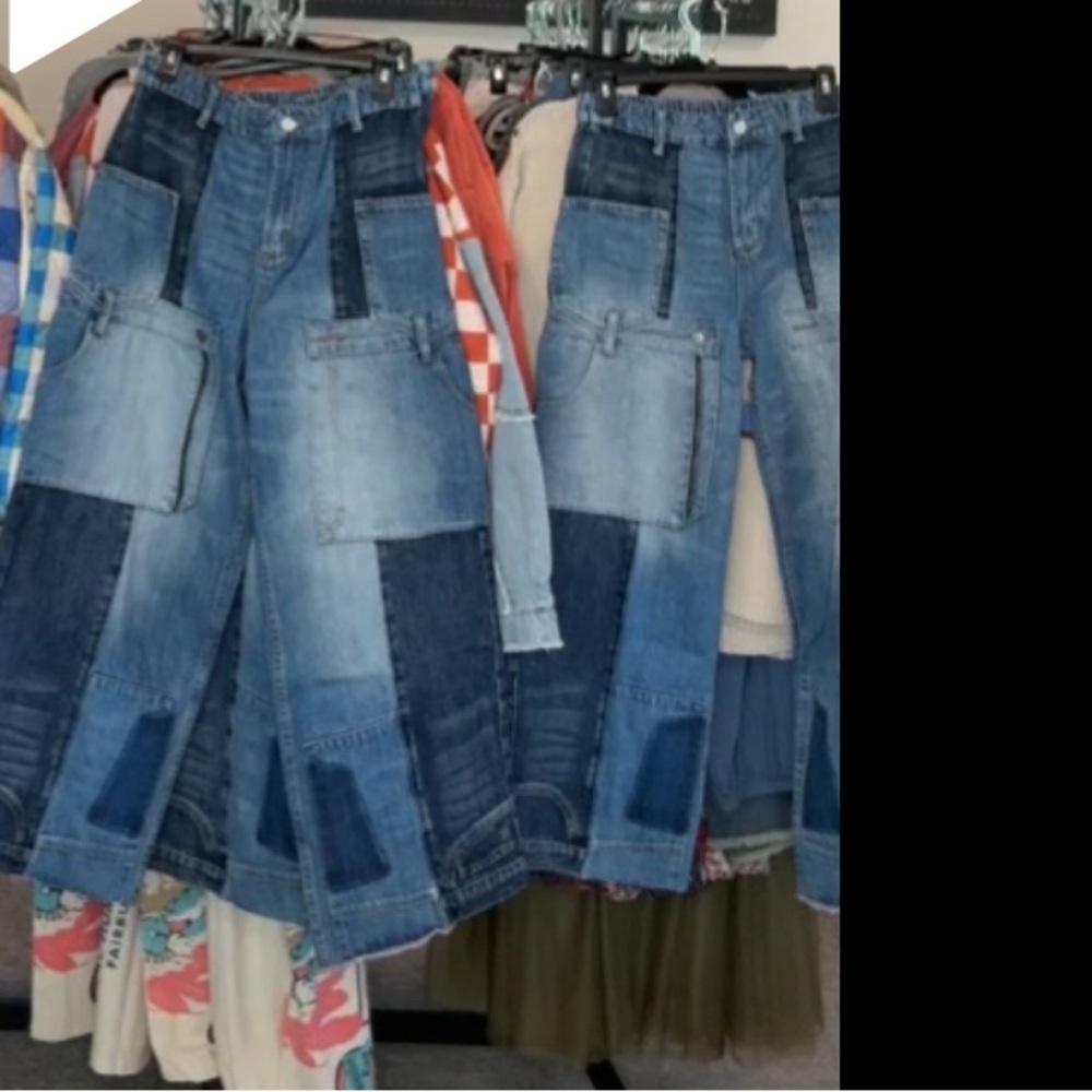 Ollie and Hali Upside Down Patchwork Denim Jeans - Picture 6 of 7